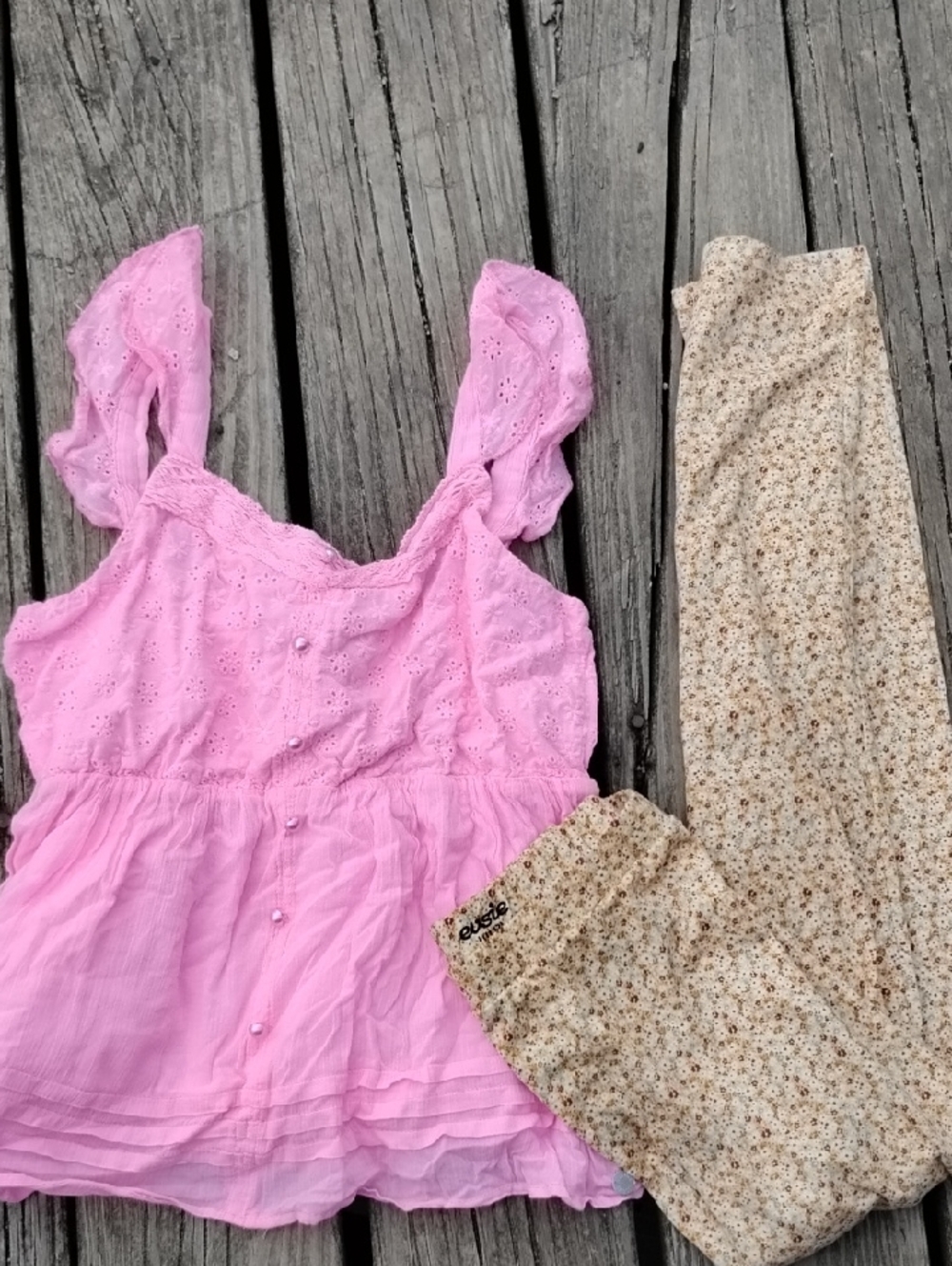 Justice Pink Girls' Ruffle Tank& Floral Leggings